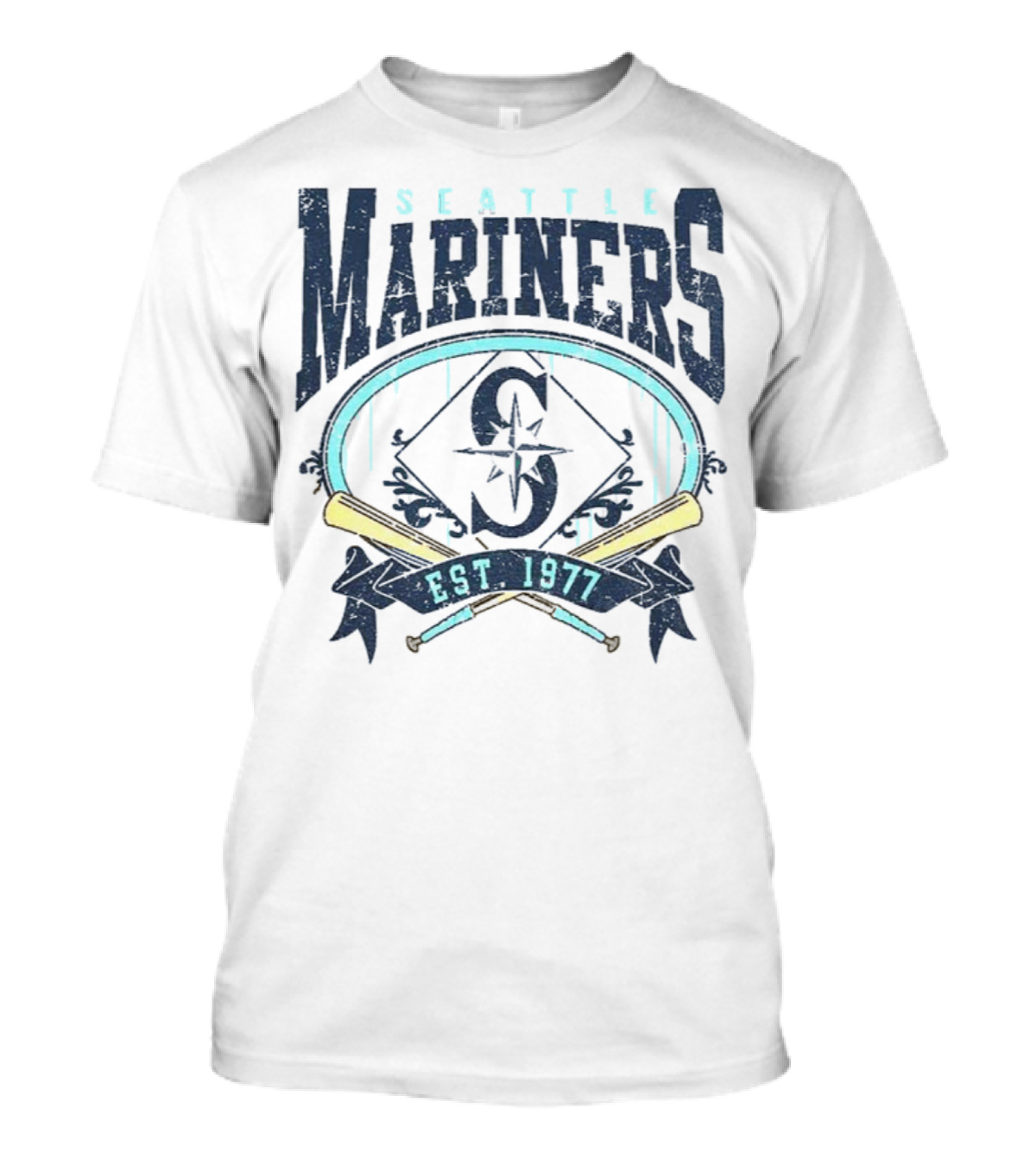 Seattle Mariners MLB Vintage 1977 Baseball Est S Compass Crossbats T-Shirt