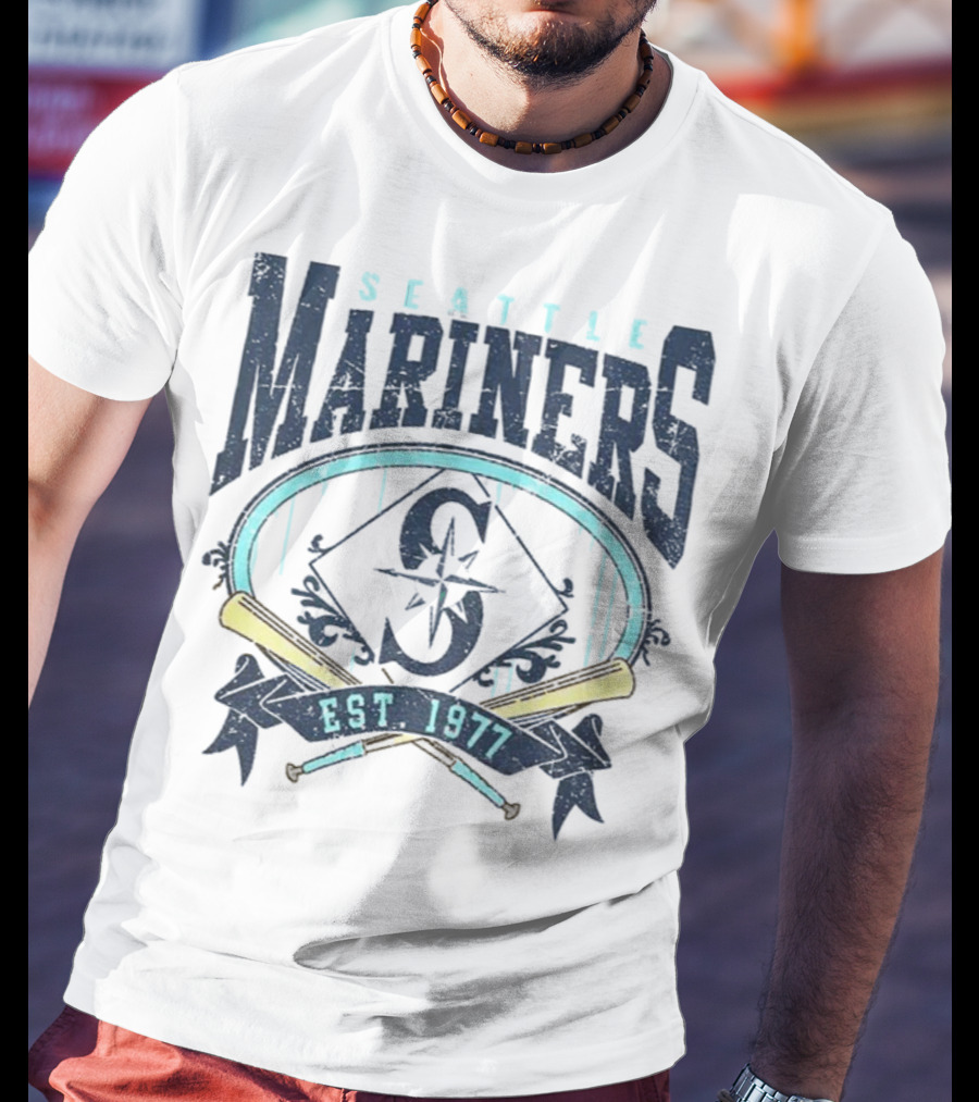 Seattle Mariners MLB Vintage 1977 Baseball Est S Compass Crossbats T-Shirt