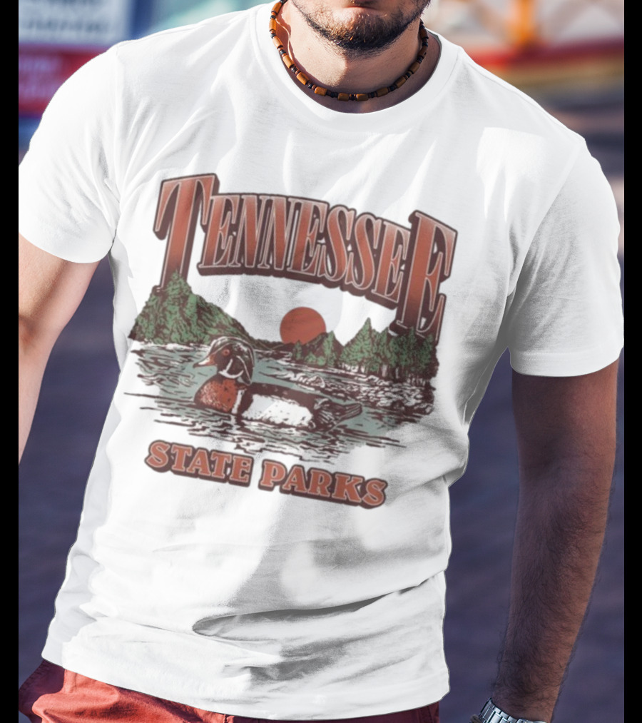 Tennessee State Parks Wood Duck With Scenic Forest And River Scene T-Shirt