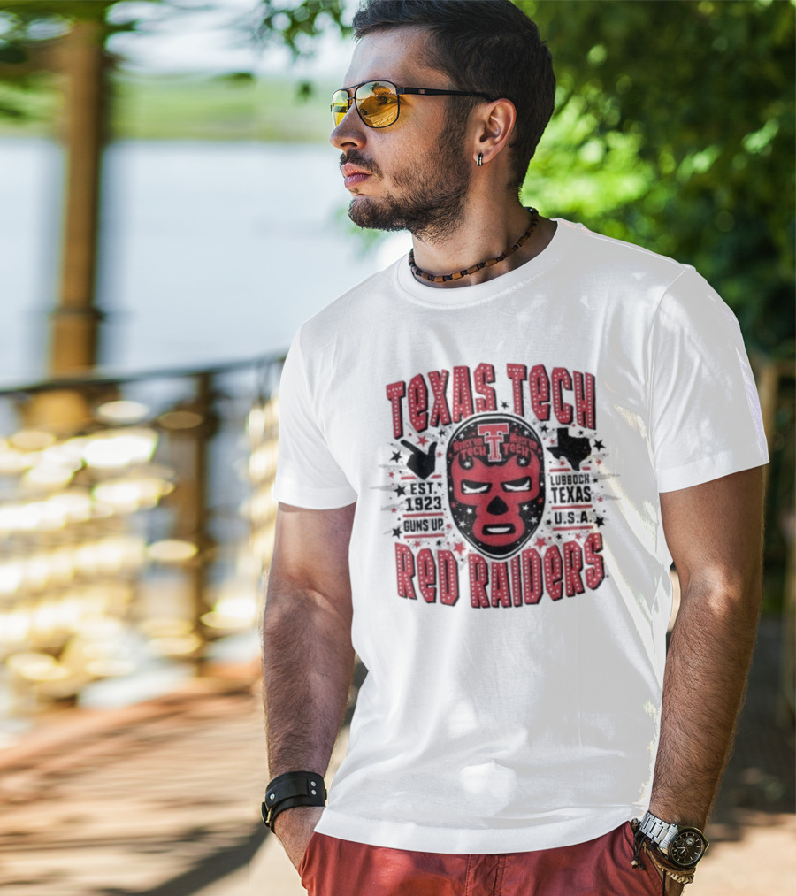 Texas Tech Red Raiders Lubbock Texas USA Luchador Mask Guns Up Est 1923 Iconic Symbol T-Shirt