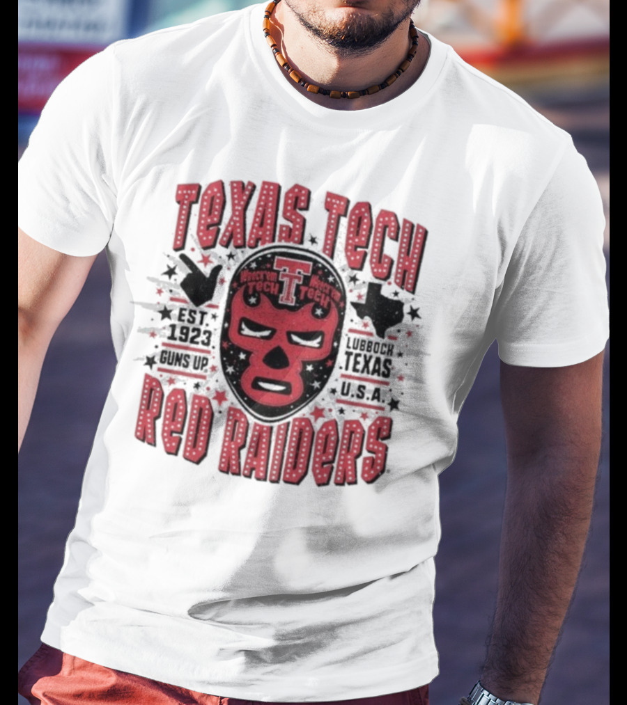 Texas Tech Red Raiders Lubbock Texas USA Luchador Mask Guns Up Est 1923 Iconic Symbol T-Shirt