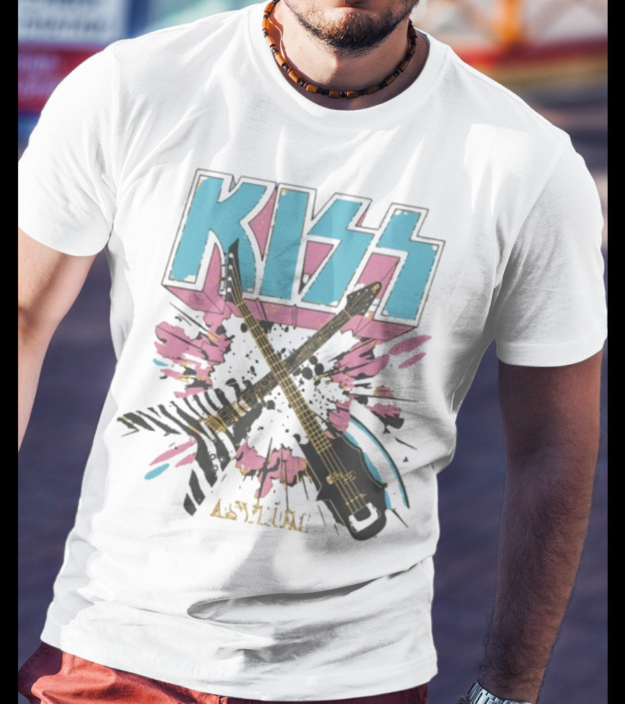 Kiss Asylum Crossed Guitars Burst Design T-Shirt