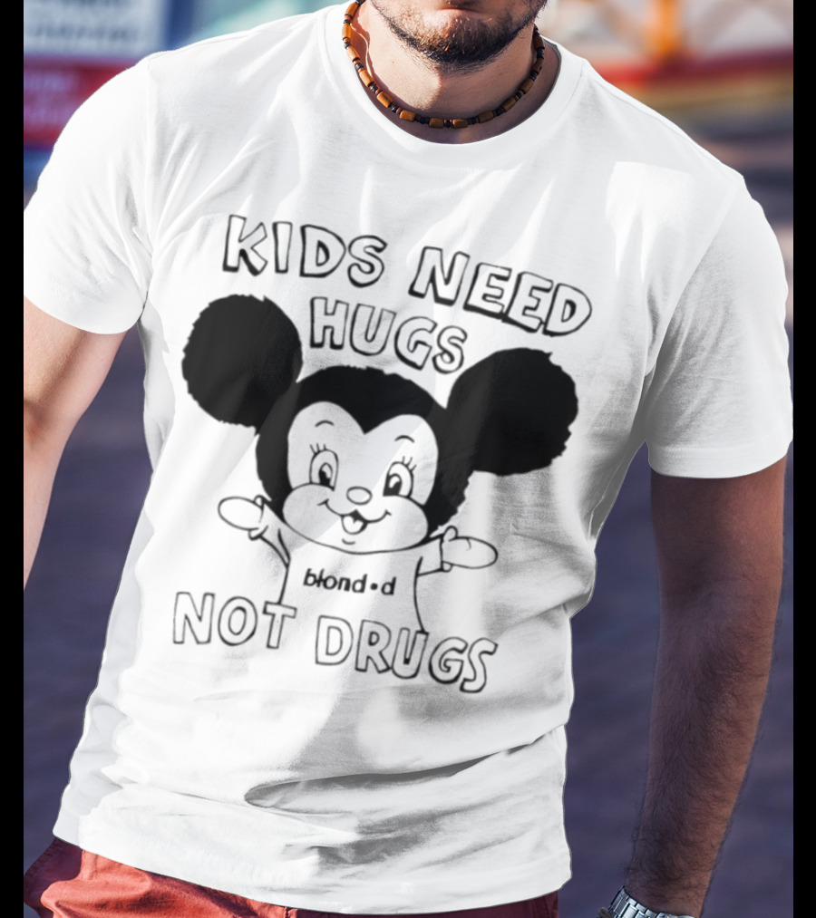 Kids Need Hugs Not Drugs Mouse Ears Cartoon Style T-Shirt