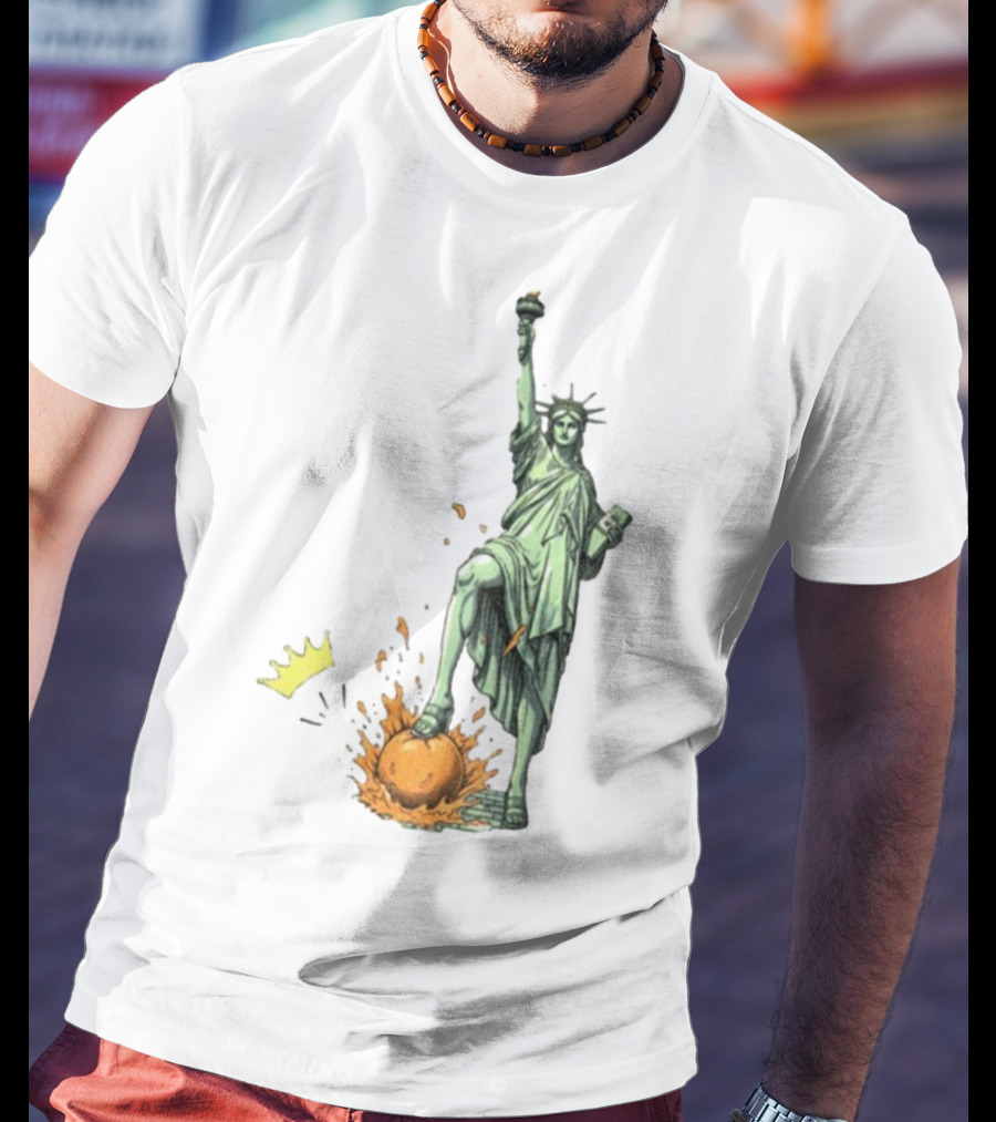 No Kings In America Statue Of Liberty Crown Orange Anti Trump Vintage T-Shirt