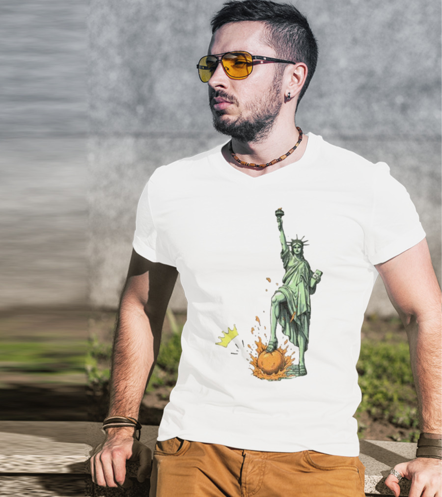 No Kings In America Statue Of Liberty Crown Orange Anti Trump Vintage T-Shirt