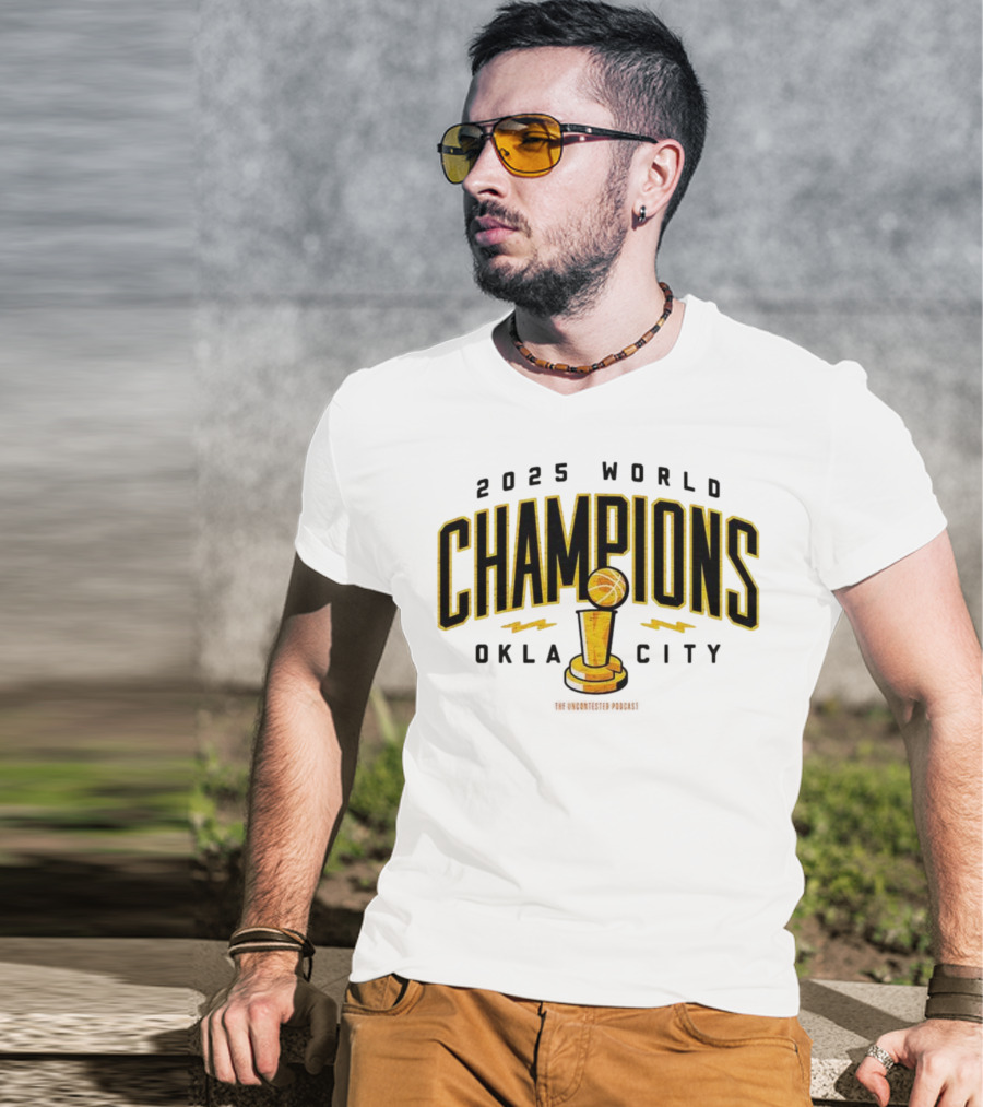 2025 World Champions Oklahoma City Basketball Trophy T-Shirt