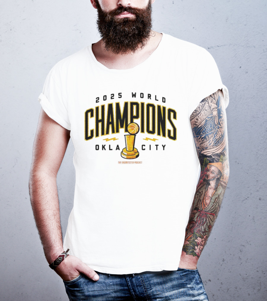 2025 World Champions Oklahoma City Basketball Trophy T-Shirt