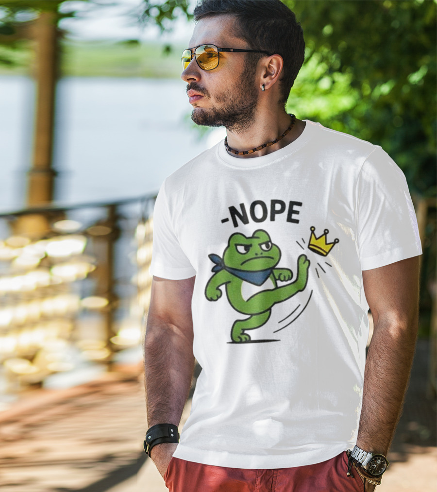Portland Frog Nope Kicking Crown Political Meme T-Shirt