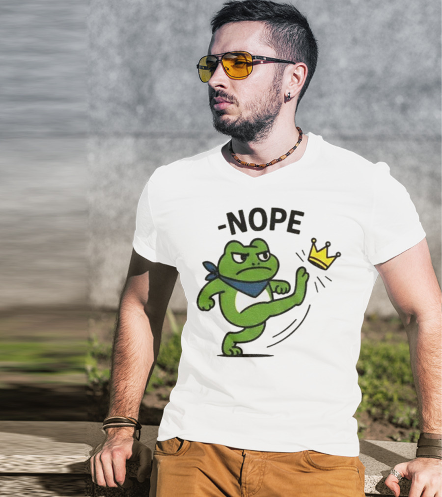 Portland Frog Nope Kicking Crown Political Meme T-Shirt