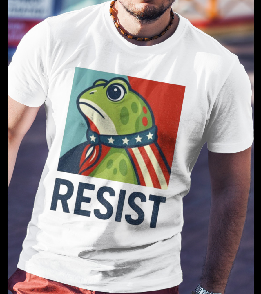 Resist Portland Frog Patriotic Stars And Stripes Retro Art T-Shirt