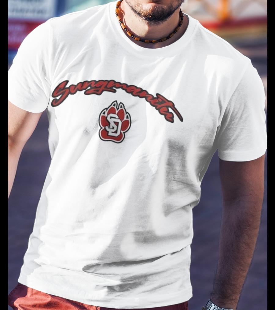 South Dakota Football Sungmanitu Native American Heritage SD Paw Print T-Shirt
