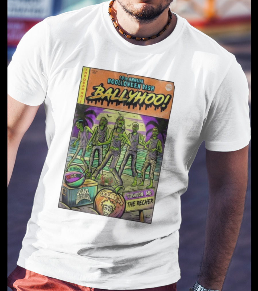 18th Annual Hoolloween Bash Ballyhoo October 17 2025 The Recher Towson MD Palm Trees Zombies T-Shirt
