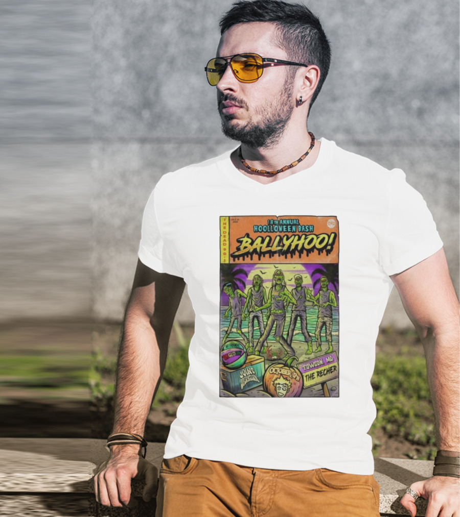 18th Annual Hoolloween Bash Ballyhoo October 17 2025 The Recher Towson MD Palm Trees Zombies T-Shirt