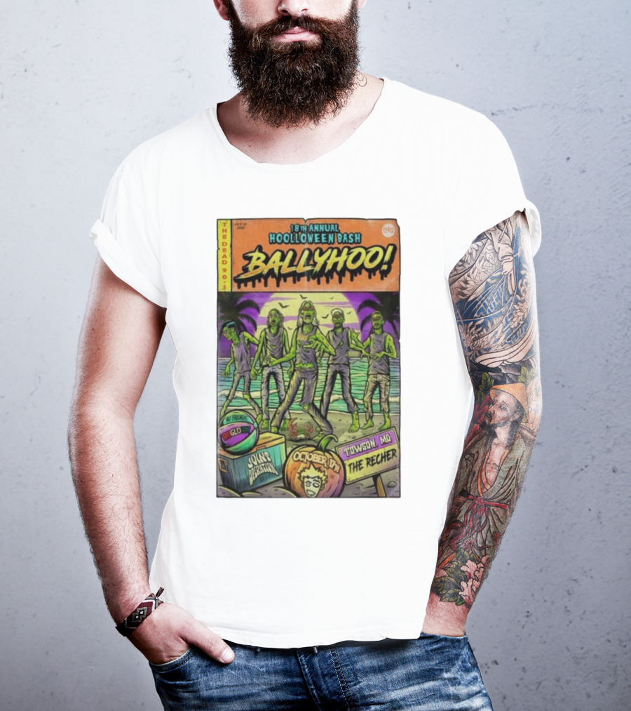 18th Annual Hoolloween Bash Ballyhoo October 17 2025 The Recher Towson MD Palm Trees Zombies T-Shirt