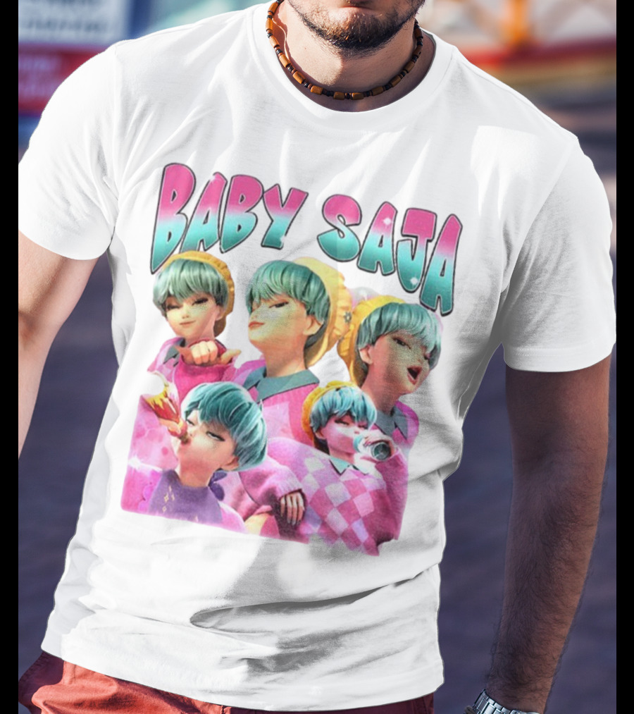 Baby Saja Drinking Soda Cool Anime Character Theme T-Shirt
