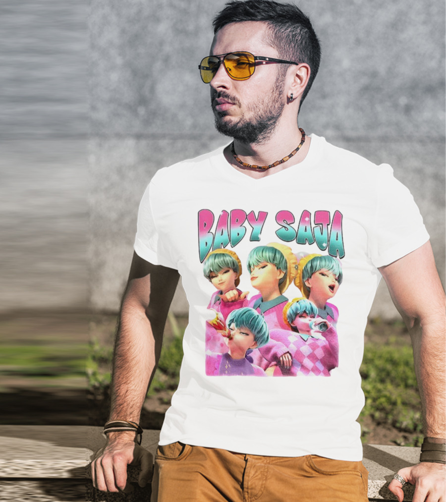 Baby Saja Drinking Soda Cool Anime Character Theme T-Shirt