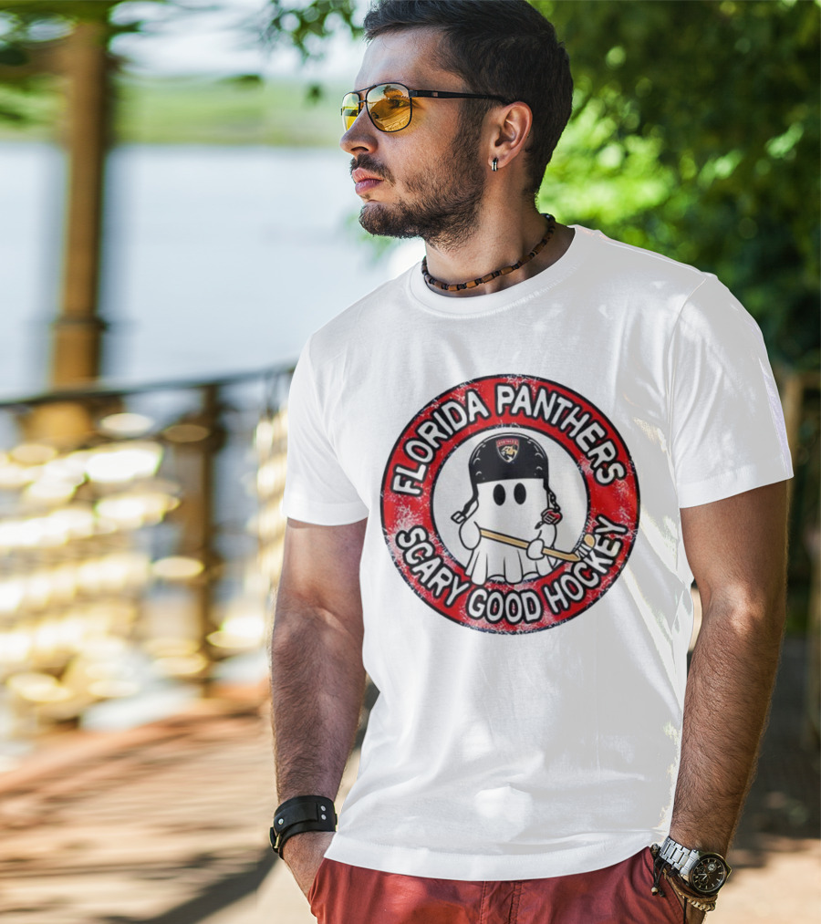 Florida Panthers Scary Good Hockey Ghost With Stick And Helmet T-Shirt