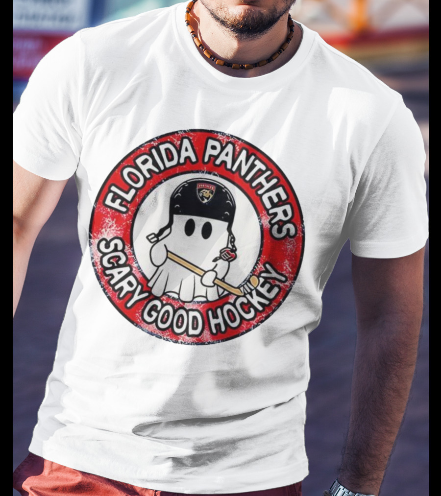Florida Panthers Scary Good Hockey Ghost With Stick And Helmet T-Shirt