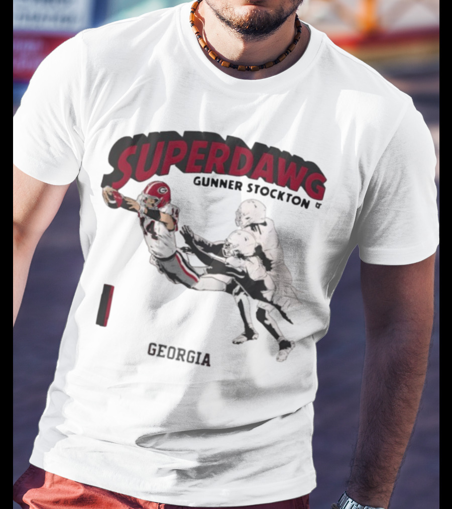 SuperDawg Gunner Stockton Georgia Football Player Action T-Shirt
