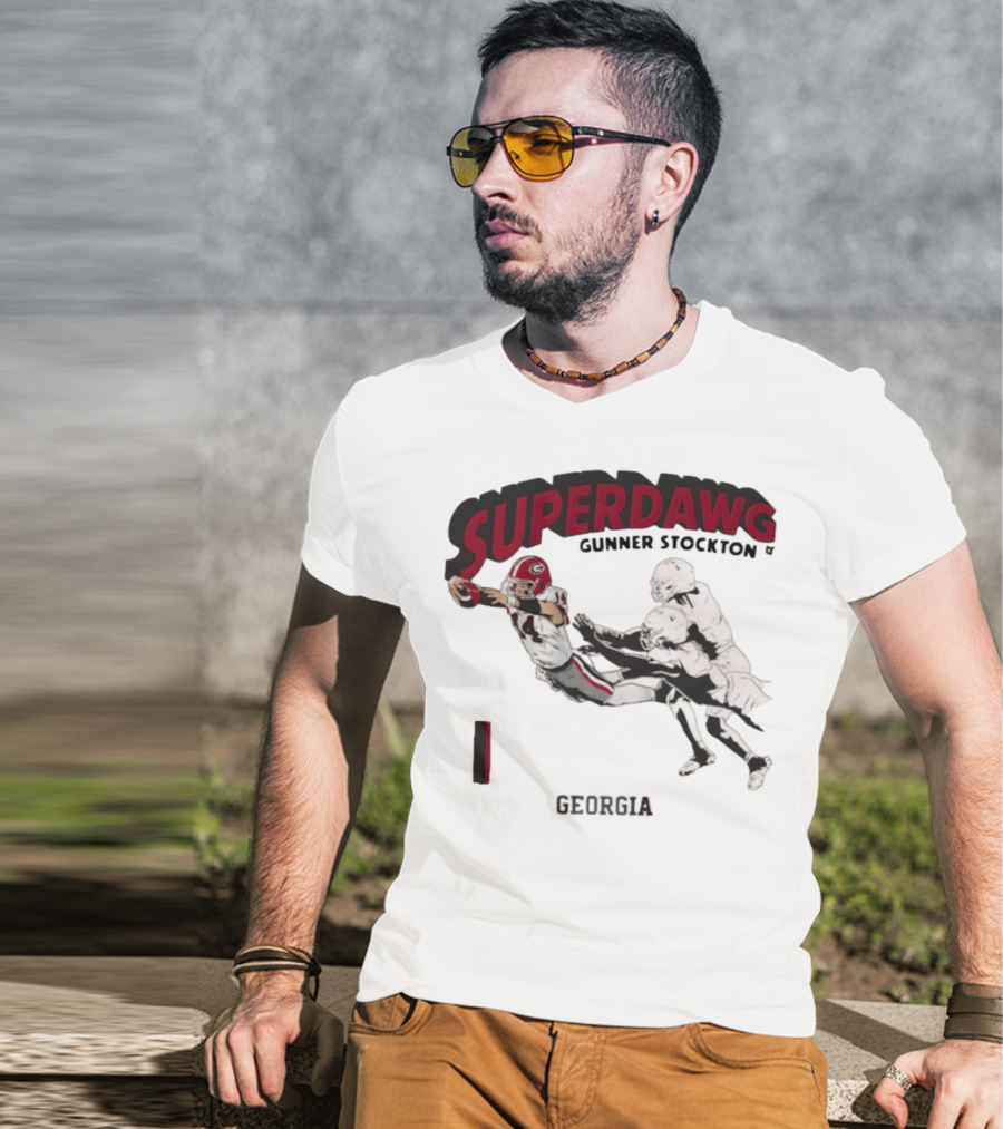 SuperDawg Gunner Stockton Georgia Football Player Action T-Shirt