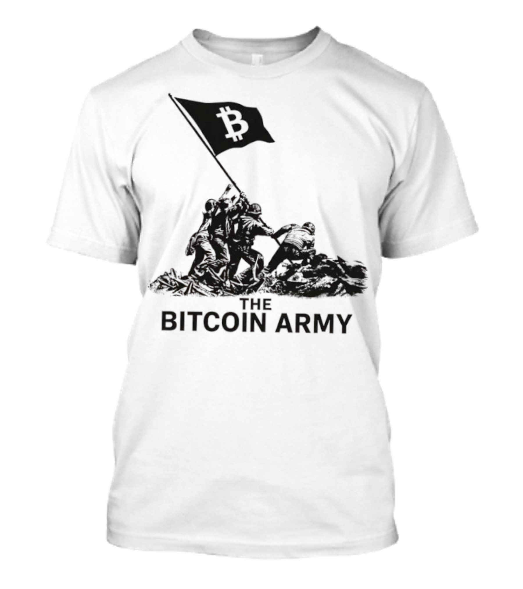 Bitcoin Army Raising The Flag Cryptocurrency Image Iwo Jima T-Shirt