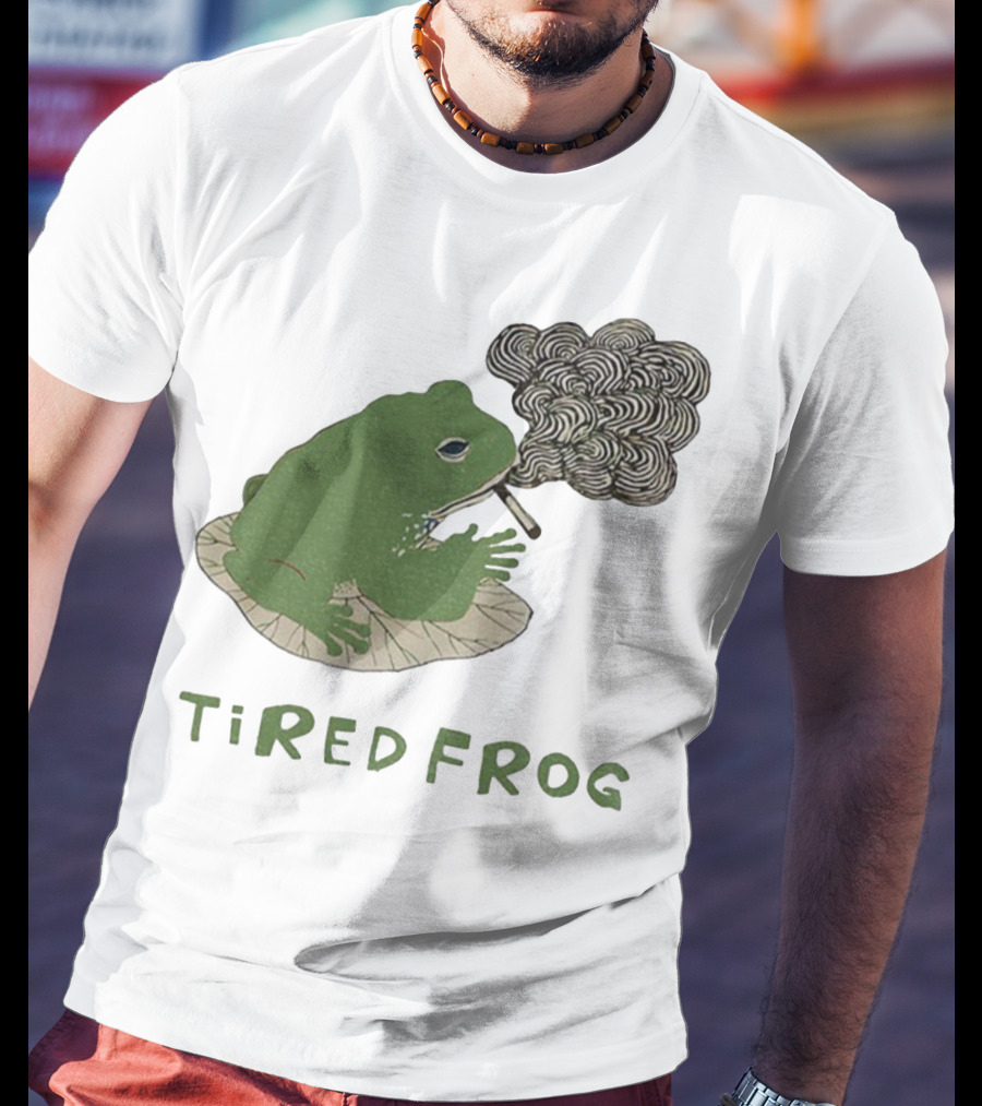Tired Frog Smoking Meme Japanese Style Smoking Frog T-Shirt