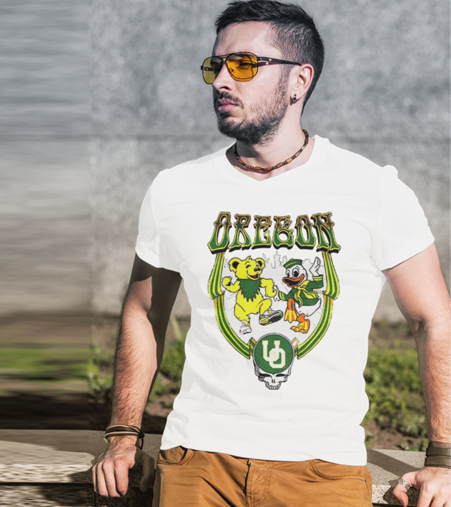 Oregon Ducks Grateful Dead Dancing Bear X Donald Duck Collaboration T-Shirt