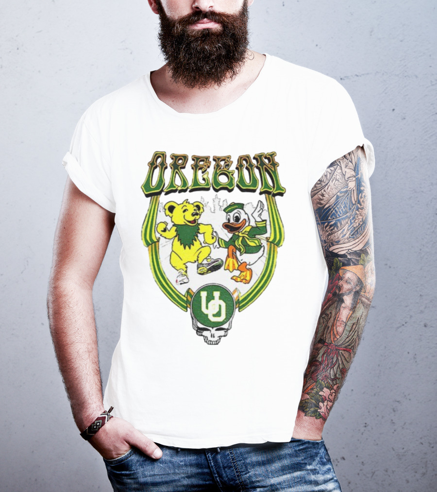 Oregon Ducks Grateful Dead Dancing Bear X Donald Duck Collaboration T-Shirt