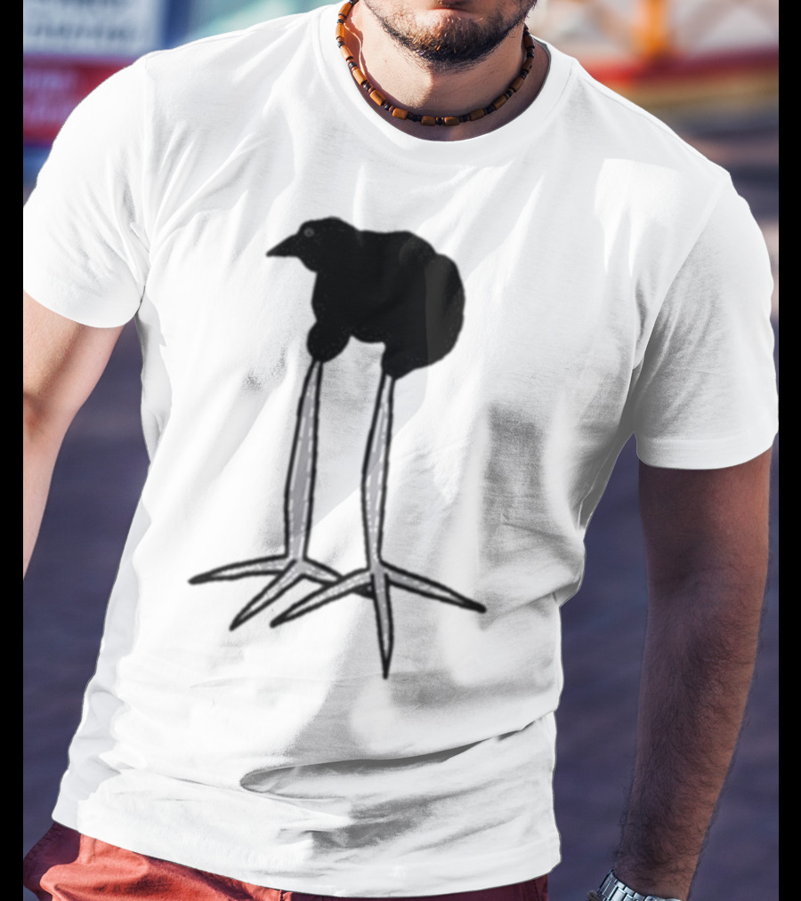 Zasha Charcoal Raven Bird Long Legs T-Shirt