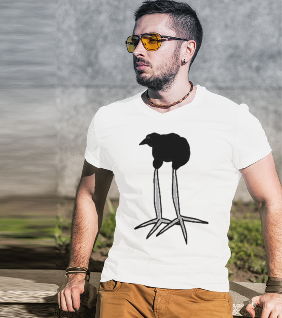 Zasha Charcoal Raven Bird Long Legs T-Shirt