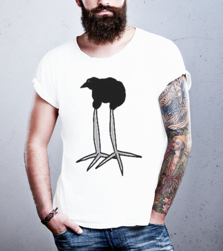 Zasha Charcoal Raven Bird Long Legs T-Shirt