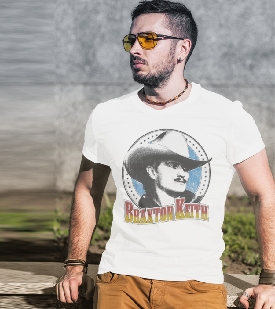 Braxton Keith Western Cowboy Style Headshot Retro Design T-Shirt