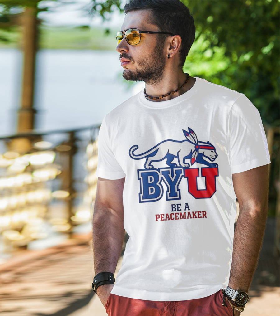 BYU Be A Peacemaker Cougar Logo T-Shirt