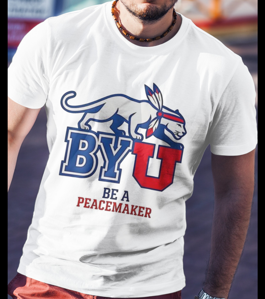 BYU Be A Peacemaker Cougar Logo T-Shirt