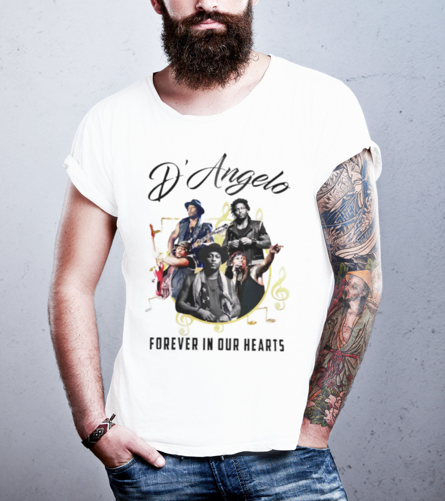 D’Angelo Forever In Our Hearts Music Legends Montage 2025 T-Shirt