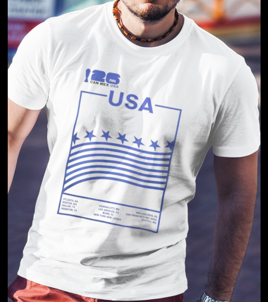 FIFA World Cup 2026 Host USA CAN MEX Stars Flags T-Shirt