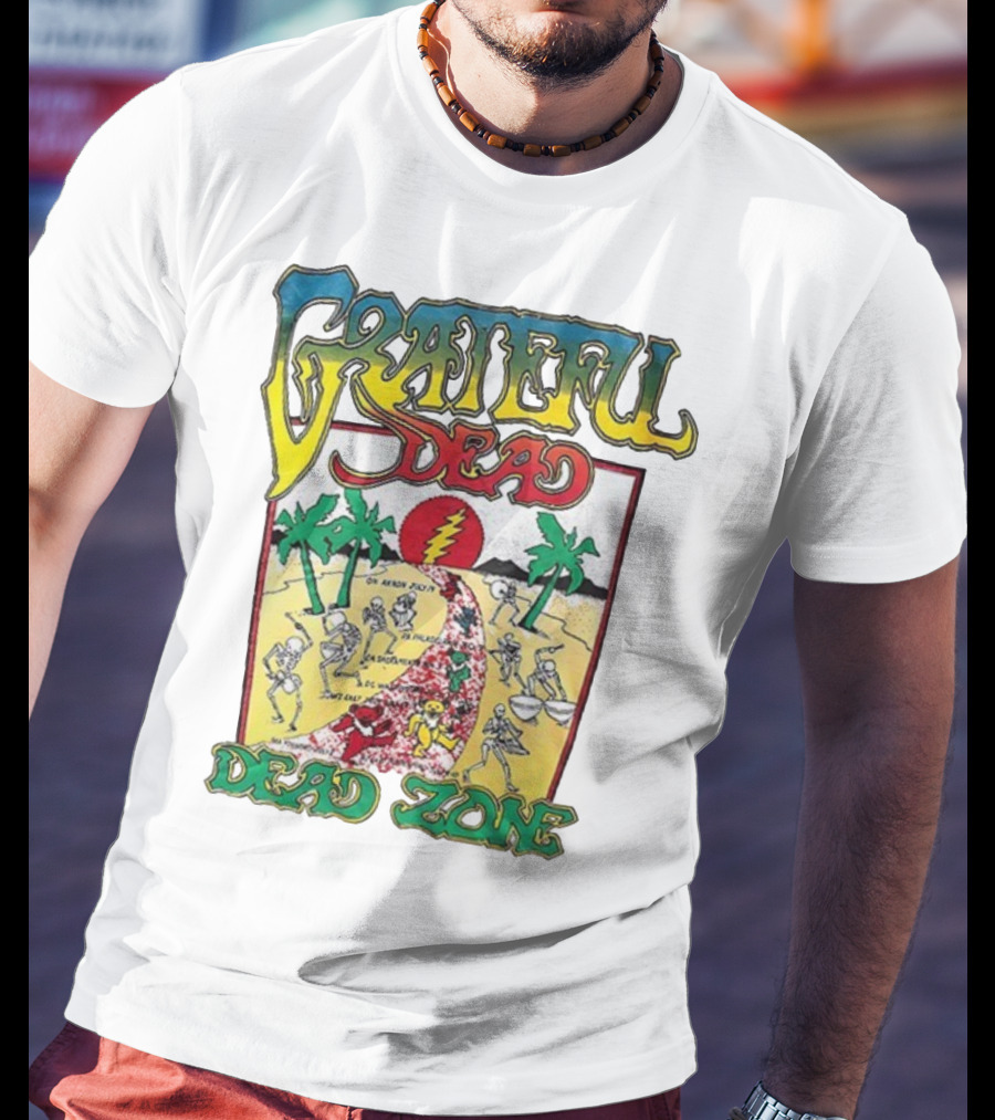 Grateful Dead Skeleton Dead Zone With Desert Scene And Dates T-Shirt