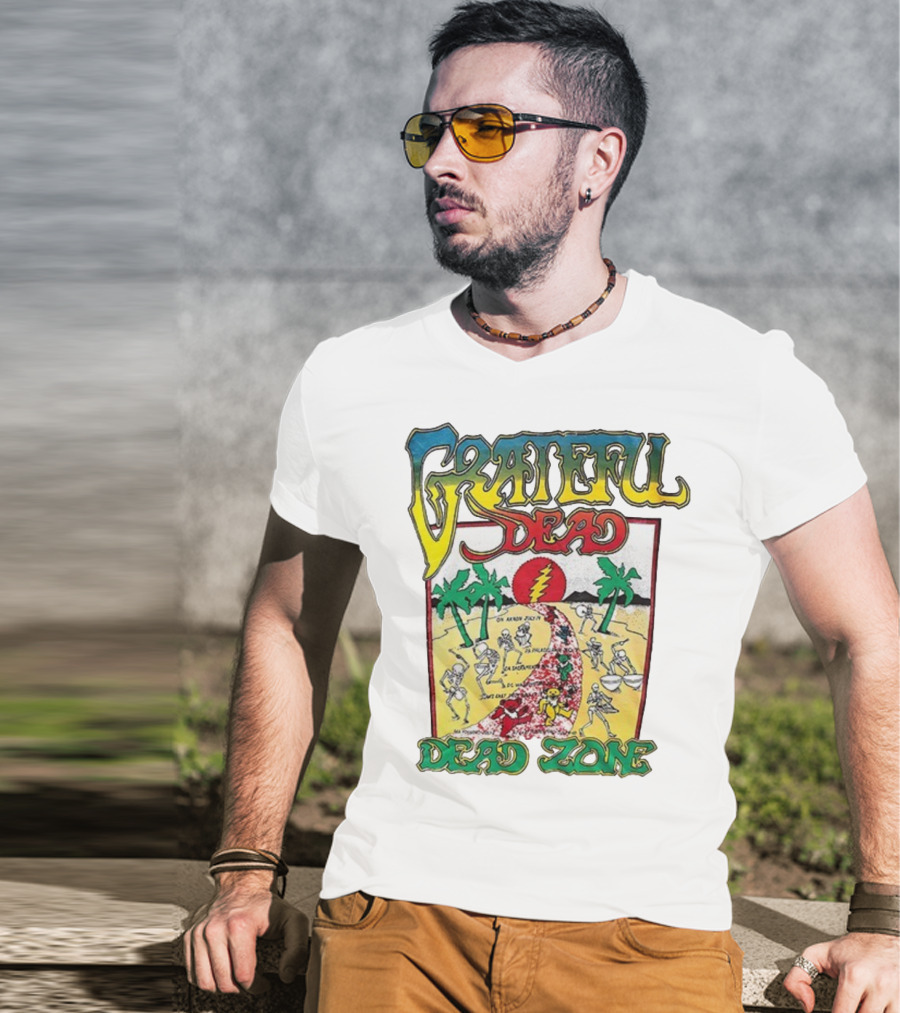 Grateful Dead Skeleton Dead Zone With Desert Scene And Dates T-Shirt