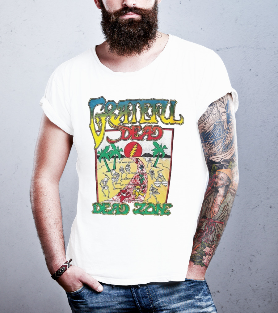 Grateful Dead Skeleton Dead Zone With Desert Scene And Dates T-Shirt