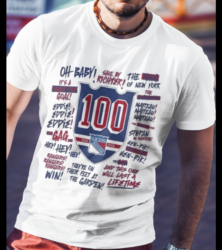 New York Rangers We Bleed Blue Centennial 100th Anniversary 1926-2026 NY Hockey Heritage T-Shirt