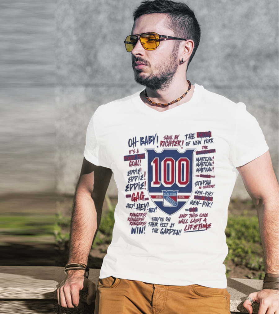 New York Rangers We Bleed Blue Centennial 100th Anniversary 1926-2026 NY Hockey Heritage T-Shirt