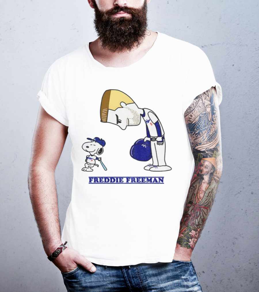 Peanuts Snoopy Freddie Freeman Los Angeles Dodgers MLB Baseball 2025 T-Shirt