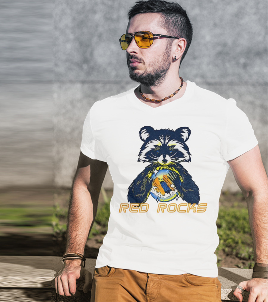 Red Rocks Raccoon Crystal Ball Graphic Tee T-Shirt
