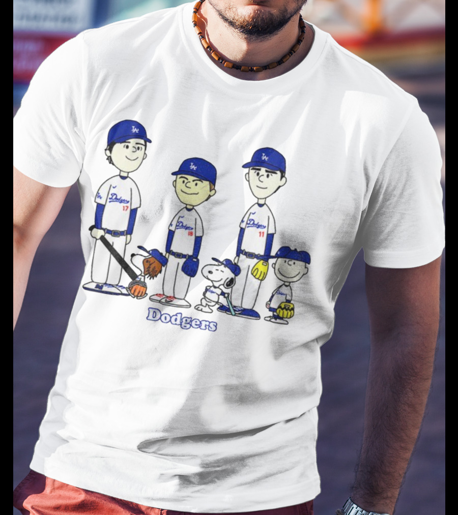 Dodgers Snoopy Peanuts Yoshinobu Yamamoto Shohei Ohtani Tommy Edman MLB Baseball T-Shirt