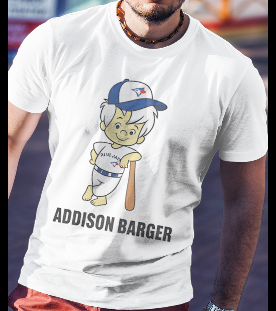 Toronto Blue Jays Addison Barger Illustration With Bat And Cap T-Shirt