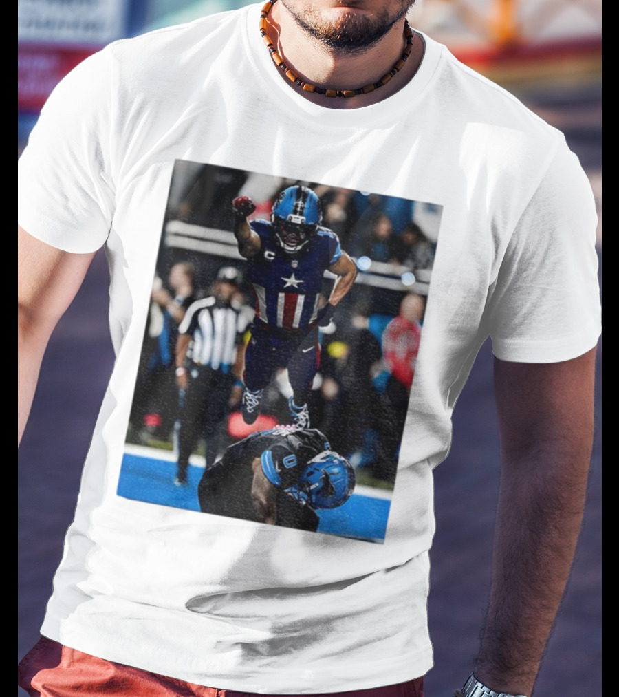 Detroit Lions Amon Ra St Brown Jahmyr Gibbs Captain America Spider-Man NFL Football T-Shirt