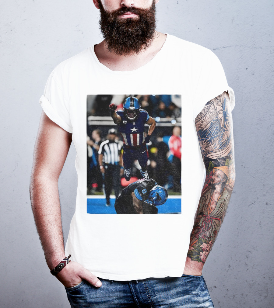 Detroit Lions Amon Ra St Brown Jahmyr Gibbs Captain America Spider-Man NFL Football T-Shirt