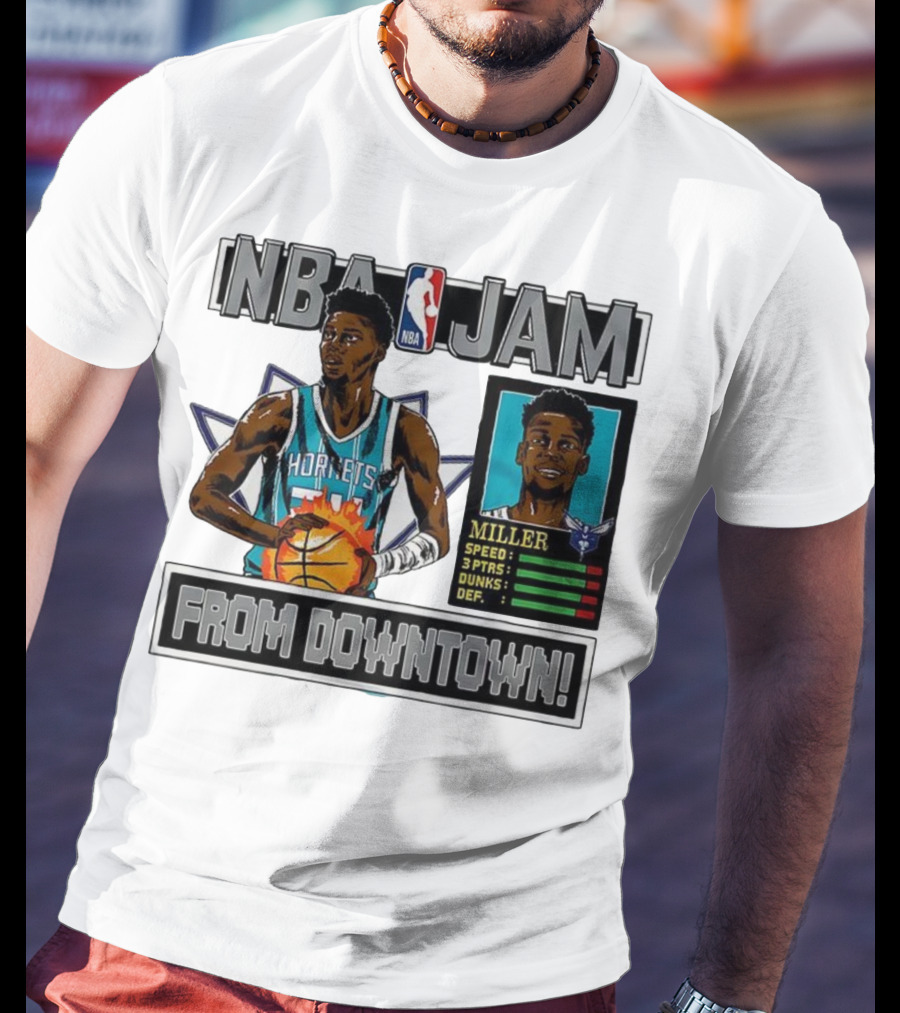 NBA Jam Brandon Miller Charlotte Hornets From Downtown Classic Video Game T-Shirt
