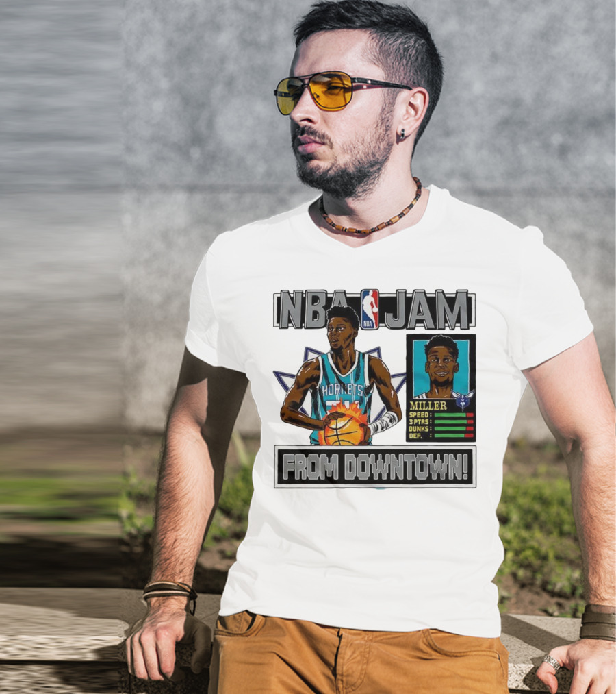 NBA Jam Brandon Miller Charlotte Hornets From Downtown Classic Video Game T-Shirt