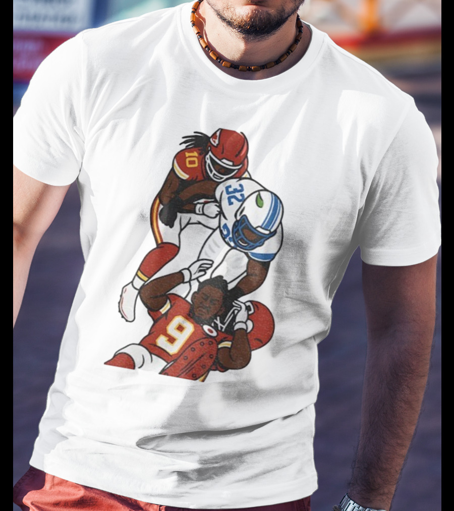 Brian Branch Tackle On Juju Smith-Schuster Detroit Lions Chiefs Football Art T-Shirt